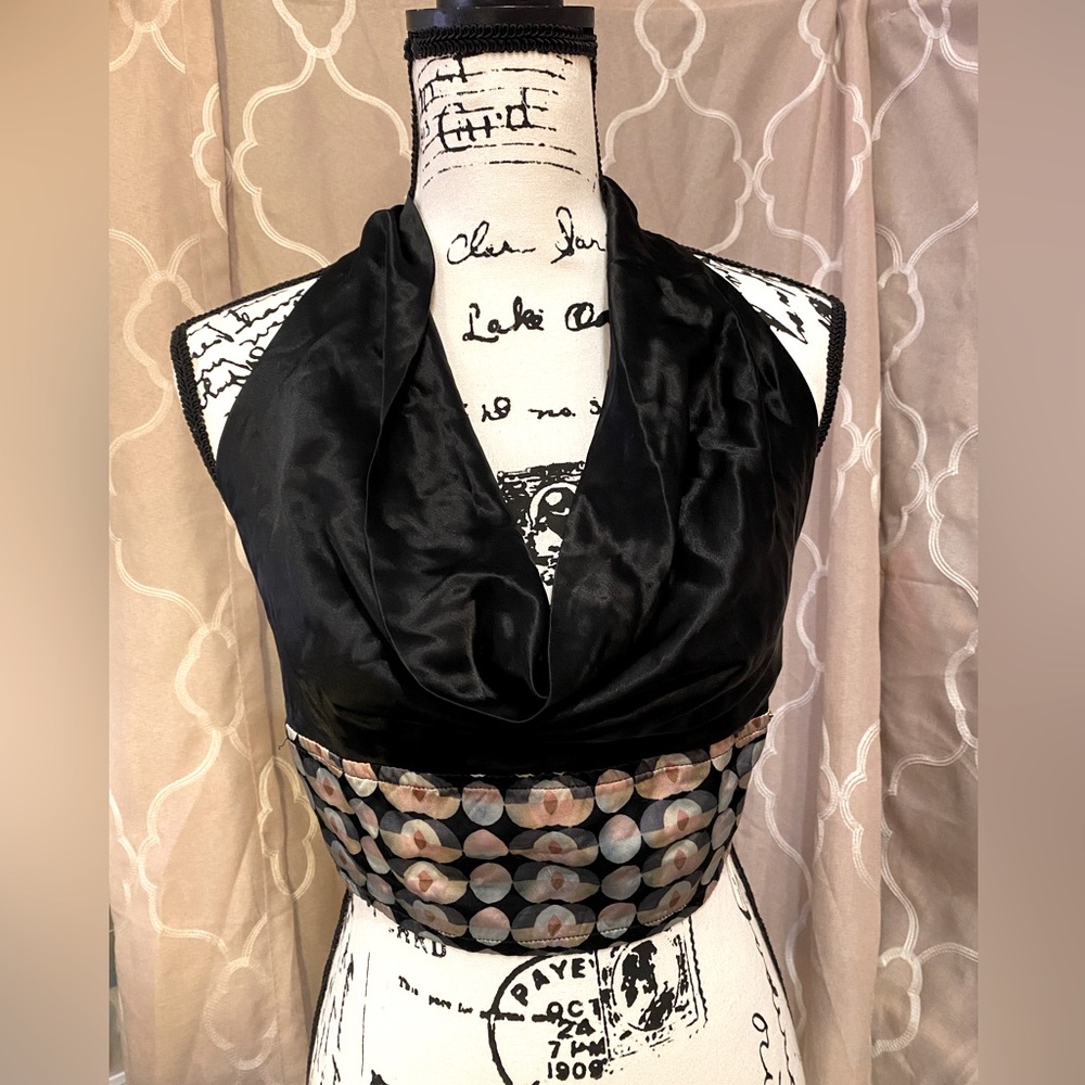 Y2K Baby Phat Vintage Satin Cowl Neck Halter Crop Top Size Large
